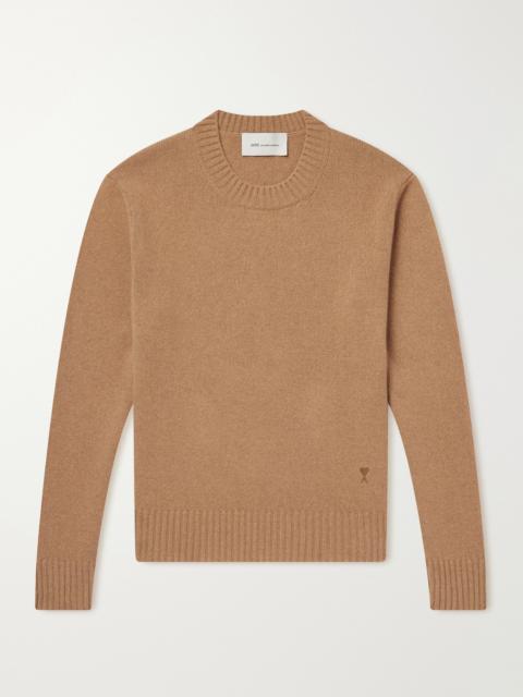 AMI Paris Logo-Embroidered Cashmere and Wool-Blend Sweater