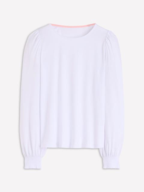 BODEN Smocked Cuff Supersoft Top-White