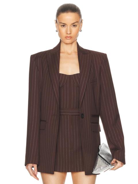 ALEX PERRY Lurex Pinstripe Single Breasted Oversize Blazer