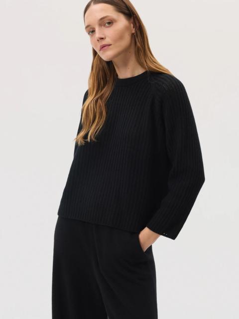 Johnstons of Elgin Mesh Rib Cashmere Black Jumper