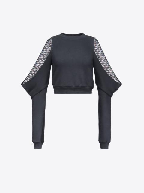 AREA CRYSTAL EMBELLISHED COLD-SHOULDER SWEATSHIRT