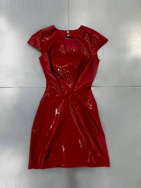POSTER GIRL RED LATEX MINI DRESS