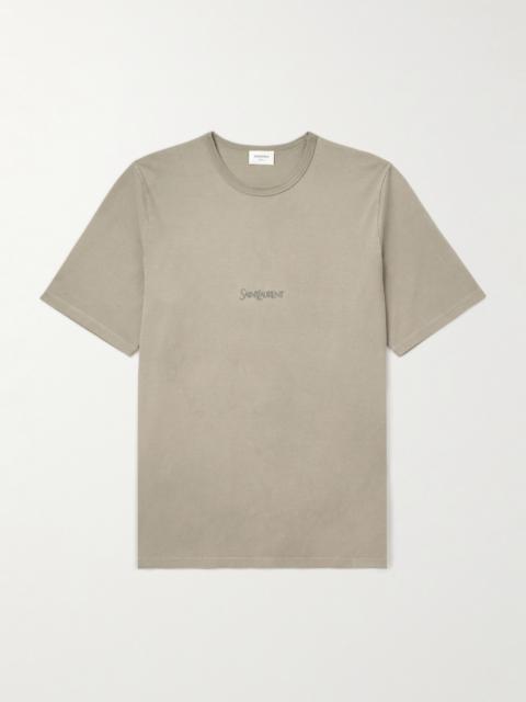 SAINT LAURENT Logo-Embroidered Cotton-Jersey T-Shirt