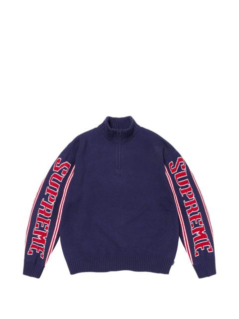 Supreme jacquard-sleeve half-zip sweater