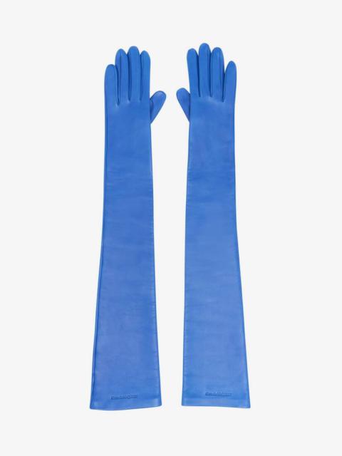 Alexander McQueen Women's Long Solid Gloves in Galactic Blue