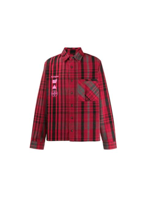Off-White OFF-WHITE Mariana De Silva Checked Cotton Blend Flannel Shirt Red