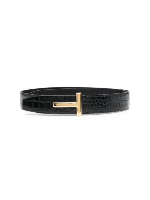 TOM FORD logo-plaque leather belt