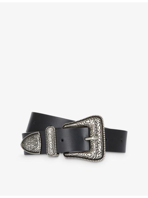 The Kooples Western-buckle wide leather belt