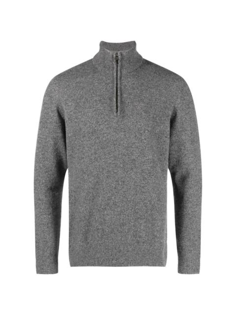 melange-effect half-zip sweater