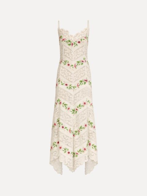Oscar de la Renta CHINÉ HIBISCUS STRIPED COTTON POPLIN DRESS