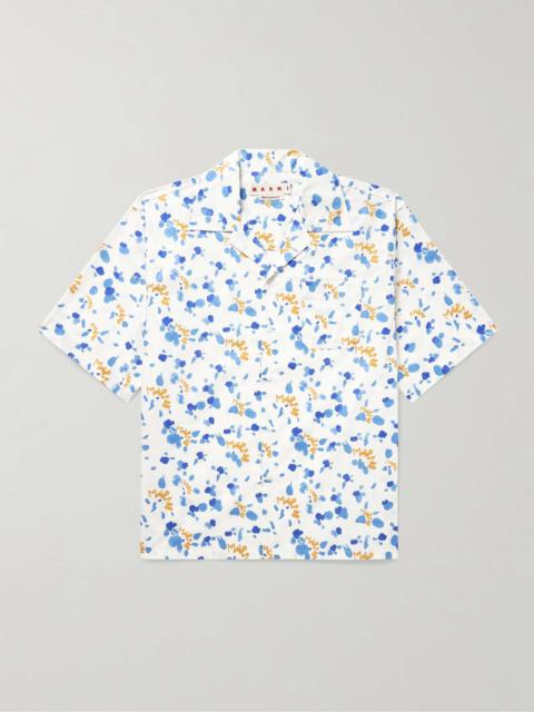 Convertible-Collar Printed Cotton-Poplin Shirt