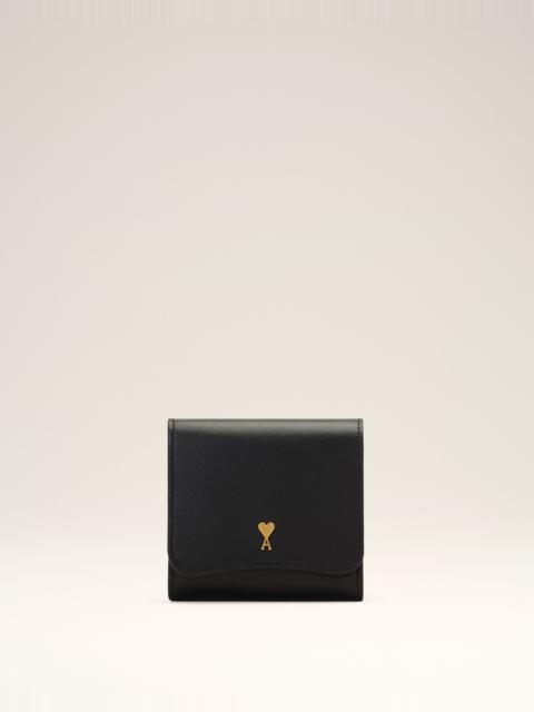 AMI Paris BLACK PARIS PARIS COWHIDE LEATHER COMPACT WALLET