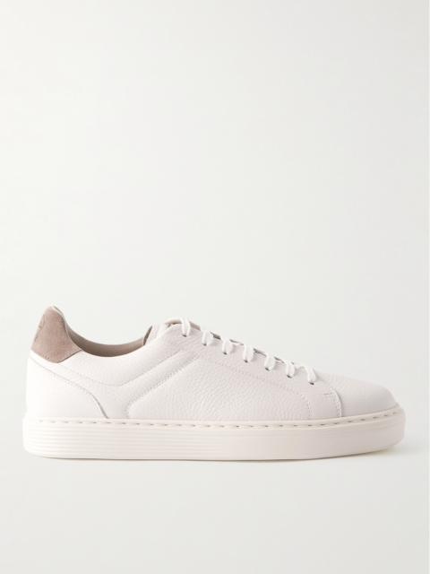 Brunello Cucinelli Suede-Trimmed Full-Grain Leather Sneakers
