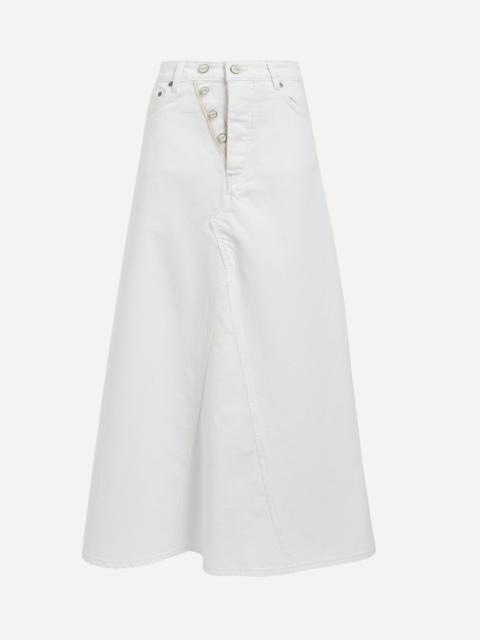 GANNI White Denim Double Fly Maxi Skirt