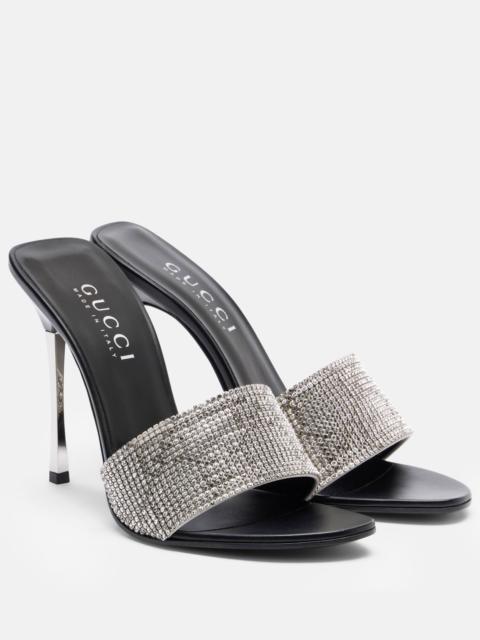 GUCCI Bombshell 120 embellished satin mules