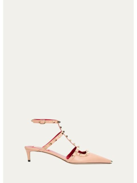 Valentino 40mm Rockstud Leather Ankle-Strap Pumps