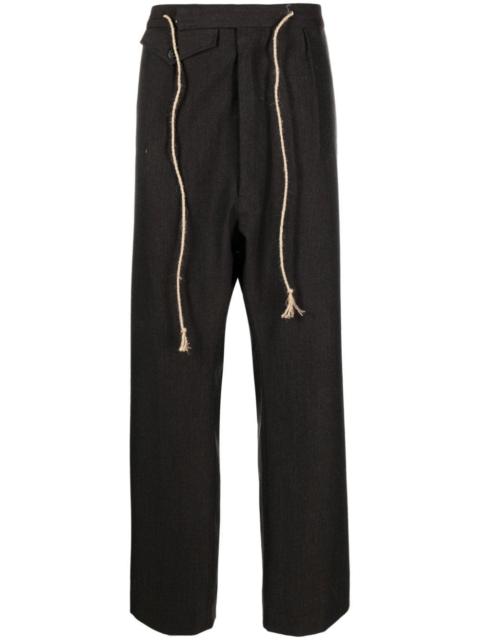 drawstring-waist wool trousers