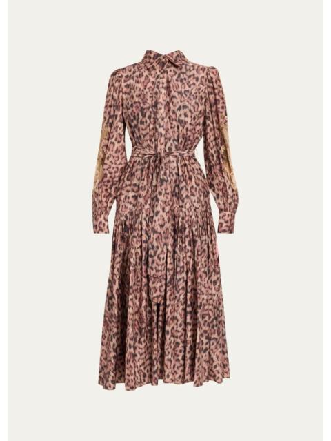 KOBI HALPERIN Jordy Beaded Animal-Print Midi Dress