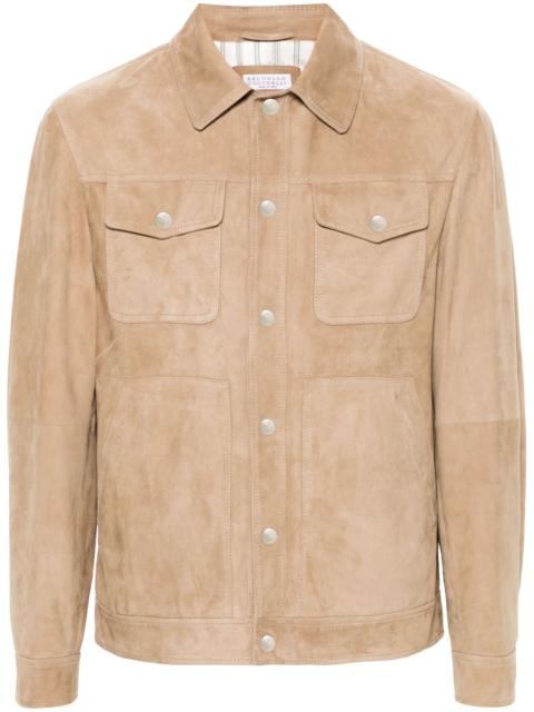 Brunello Cucinelli classic-collar leather shirt jacket