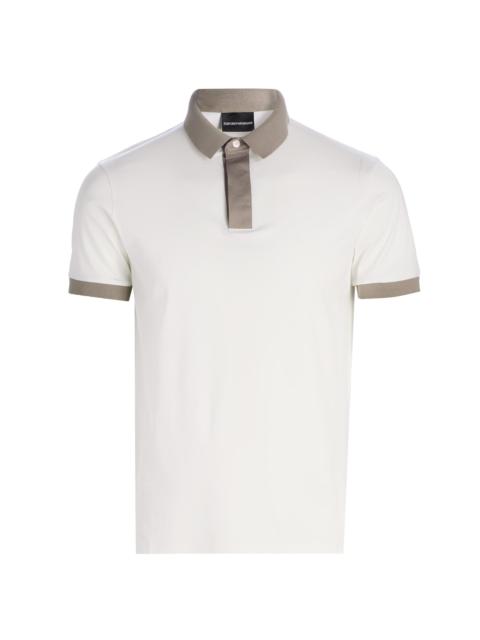 EMPORIO ARMANI Men's Contrast-Tipped Jersey Polo Shirt - White Dove