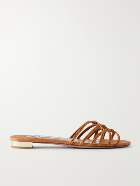 AQUAZZURA Luna Raffia-trimmed Cord Slides