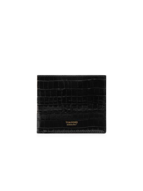 TOM FORD GLOSSY PRINTED CROC CLASSIC BIFOLD WALLET