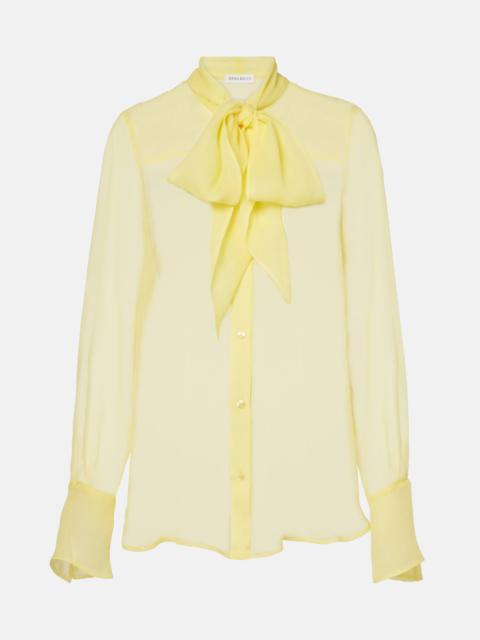 NINA RICCI Sheer tie-neck silk chiffon blouse