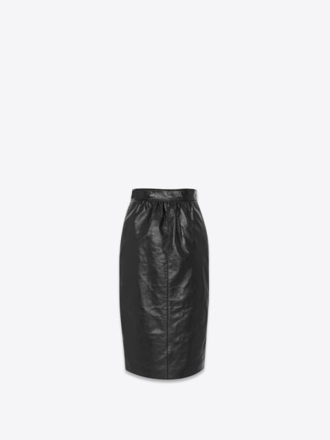 SAINT LAURENT pencil skirt in shiny leather