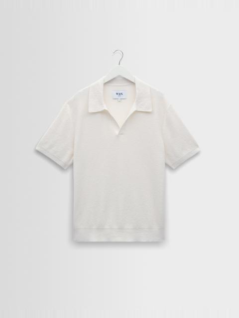 Wax London Siena - Ecru Boucle Knitted Polo Shirt