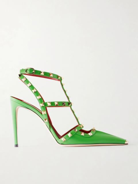 Valentino Rockstud 100 leather pumps Green