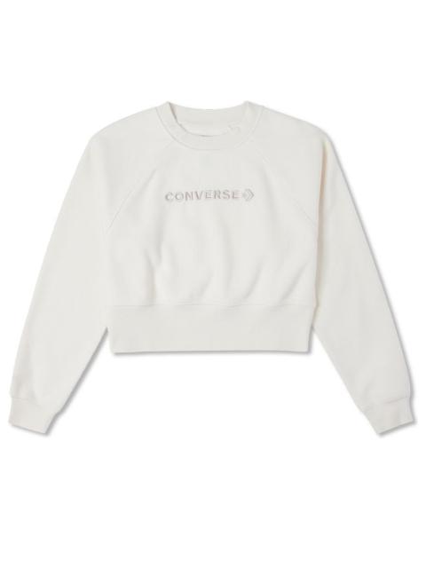 Converse (WMNS) Converse Strip Wordmark Fleece Crew 'White' 10023978-A04
