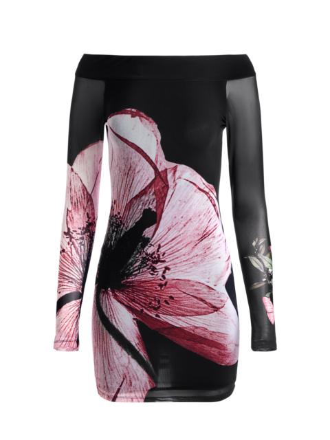 Alice + Olivia DORINDA OFF THE SHOULDER MINI DRESS WITH THUMBHOLES