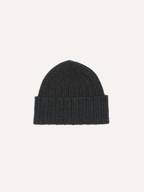 Drake's Dark Grey Angora Lambswool Ribbed Knit Cap