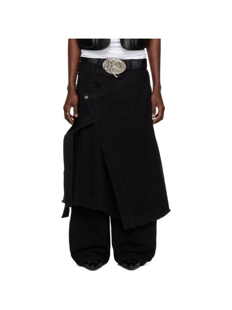 LU'U DAN Black Apron Denim Skirt