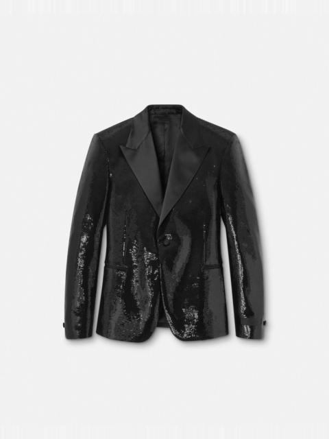 【プラダ・PRADA】Single-breasted sequin jacket Prada Single-breasted sequin fabric jacket | REVERSIBLE