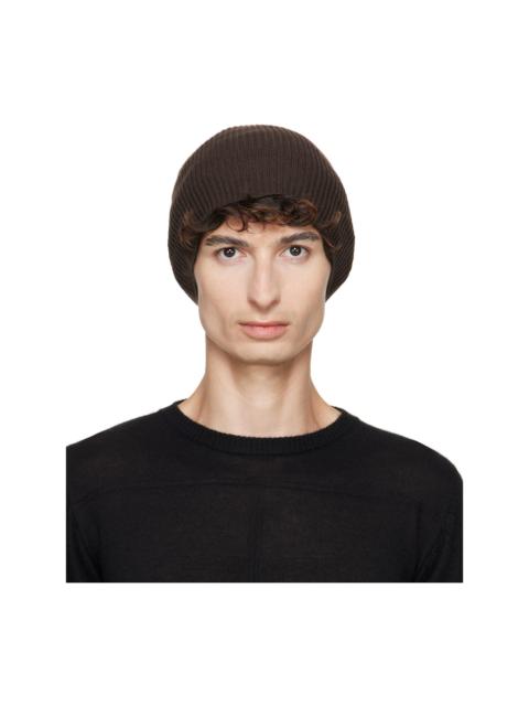 Rick Owens Brown Tower Ribbed Beanie