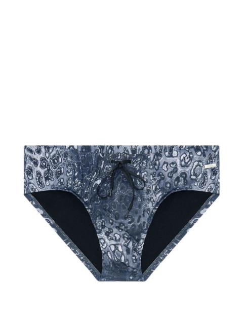 Diesel leopard-print drawstring swim briefs