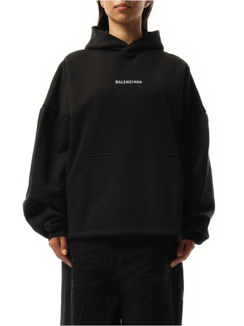 BALENCIAGA Logo Embroidered Hoodie in Black/White