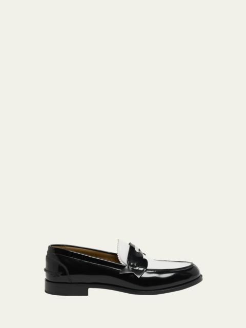 Christian Louboutin Men's Bicolor Abrasivato Leather Penny Loafers