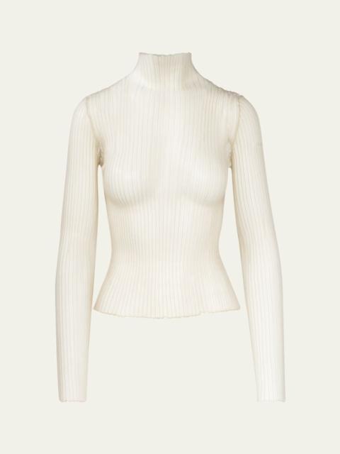AISLING CAMPS Modern Mist Translucent Ribbed Turtleneck