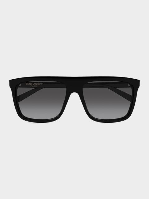 SAINT LAURENT Men's Rectangular Acetate Sunglasses