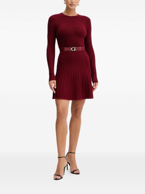 GUESS USA cable-knit belted mini dress