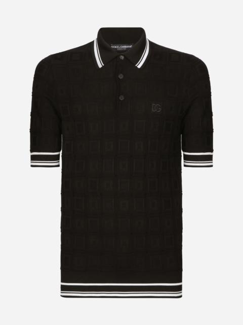 Dolce & Gabbana Short-sleeved stretch silk polo-shirt with DG logo