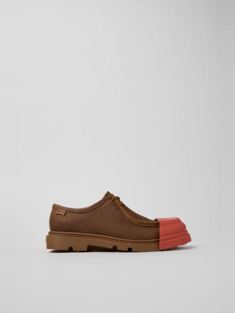 CAMPER Junction Brown Regenerative Leather Shoes for Women.