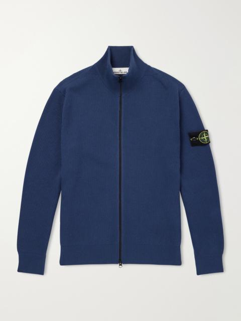 Stone Island Ribbed Cotton Zip-Up Sweater