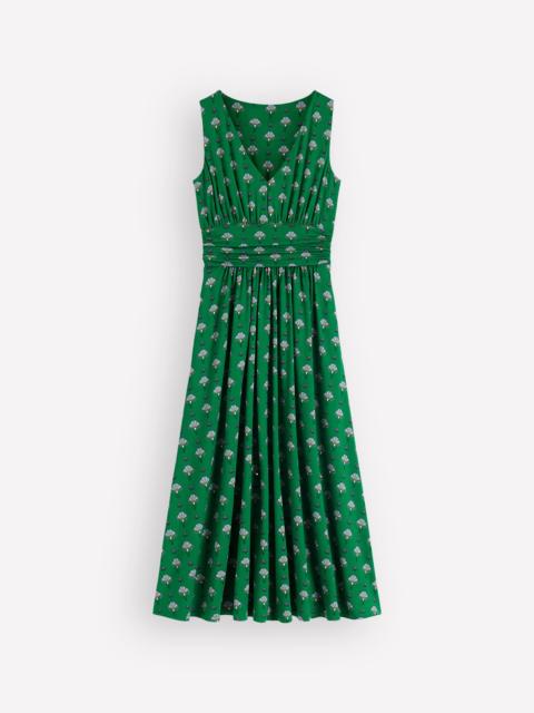 BODEN Elodie Jersey Maxi Dress-Green, Ornamental Floweret