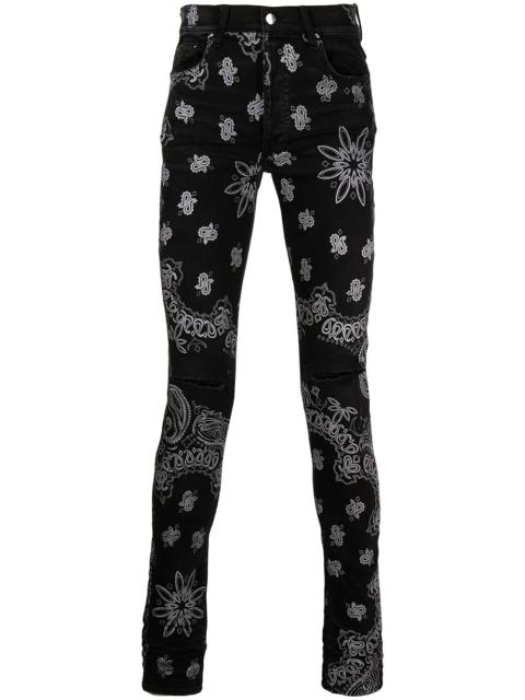AMIRI Flocked Bandana Skinny Jeans "Black"