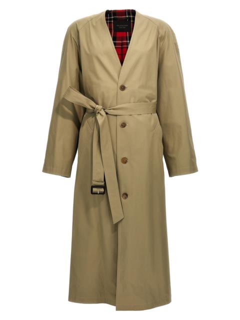 Check lining oversize trench coat