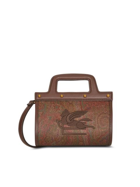 paisley-print leather-trim mini bag