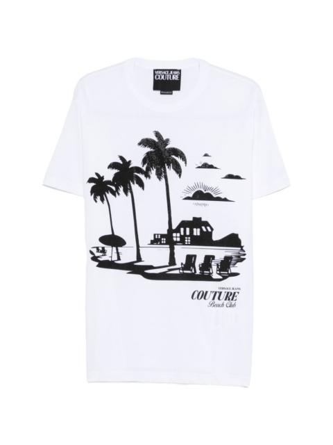 VERSACE JEANS COUTURE palm-graphic T-shirt